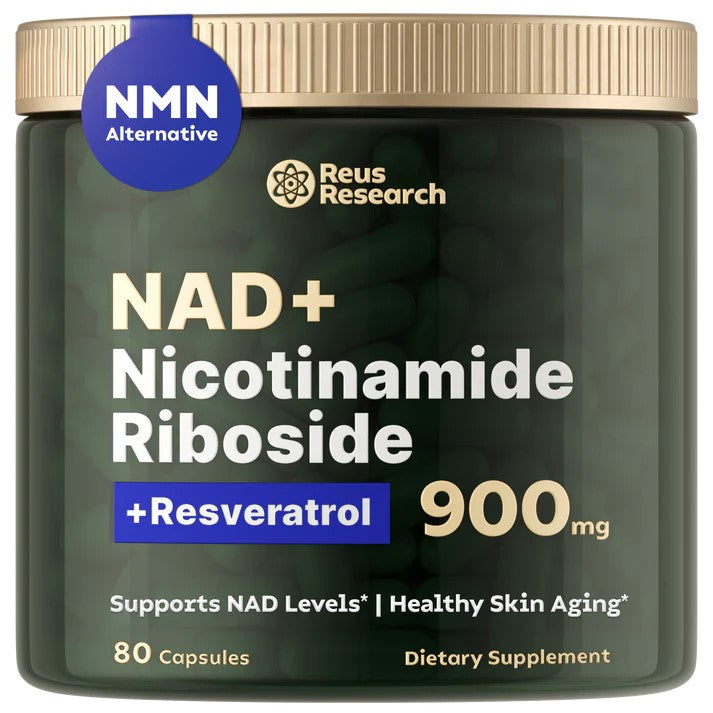 Reus Research NR900 – NAD+ Supplement for Energy, Focus, and Skin Aging Support (80 Capsules)